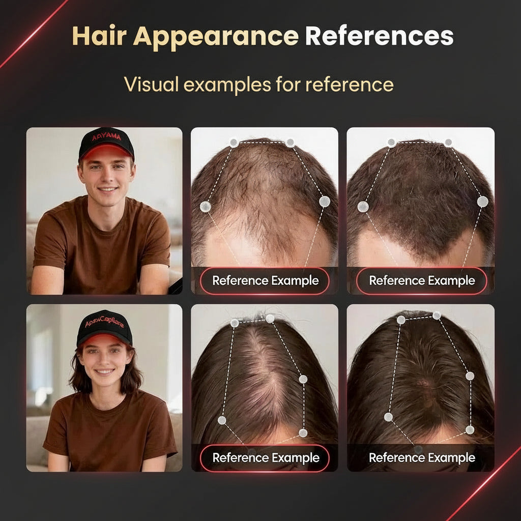 Man wearing LED hair regrowth cap outdoors — portable red light therapy